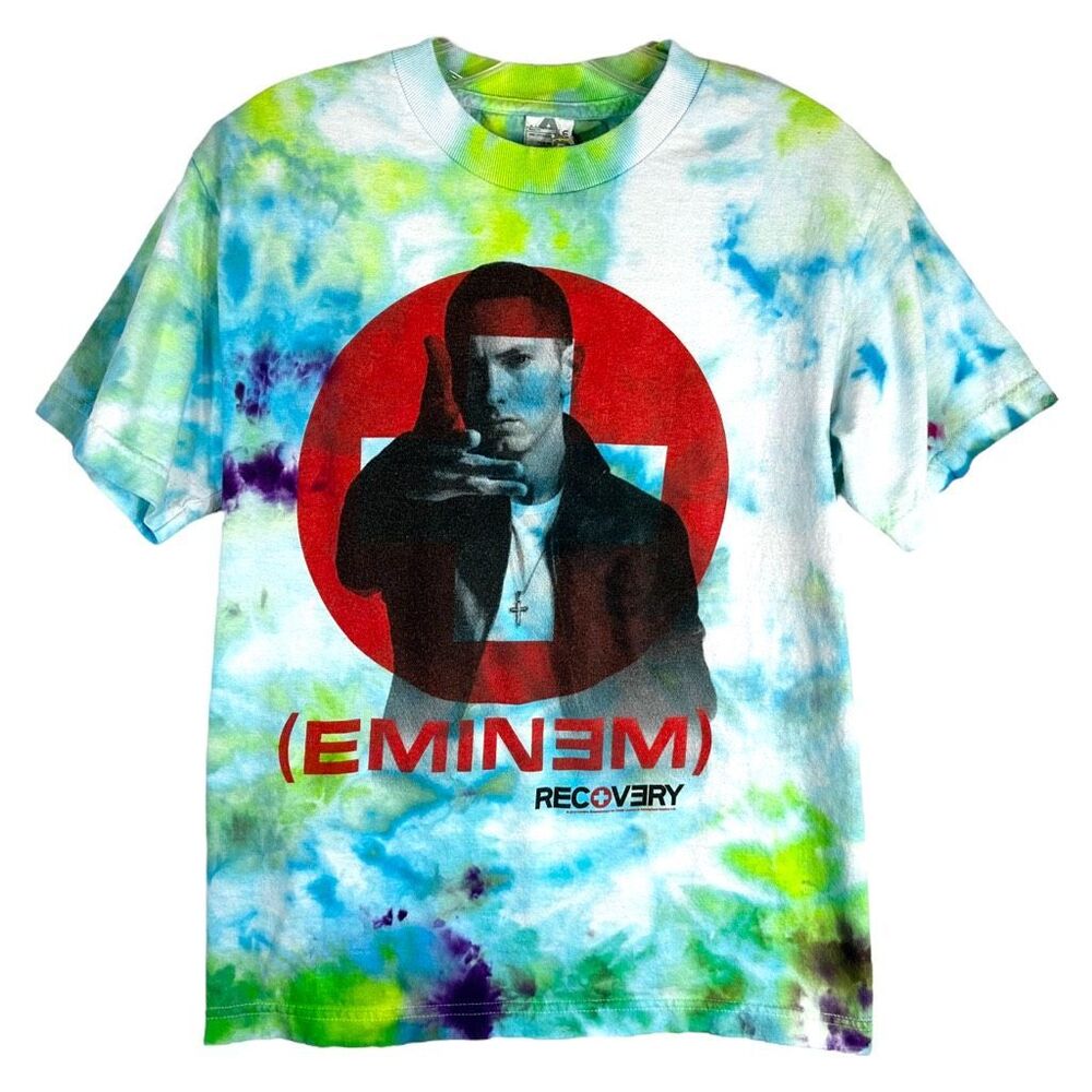 Eminem Small T Shirt Handmade Tie Dye Short Sleeve Green Blue Tee Rapper‎ 1507
